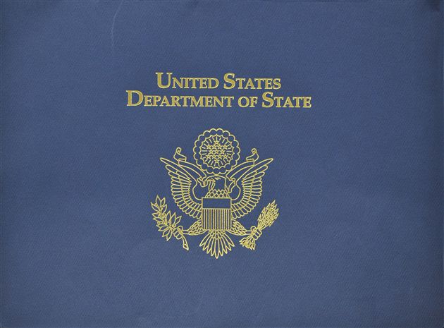 美国国务院致棠外感谢状