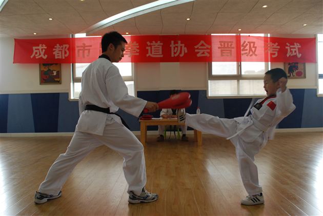 棠外实验幼稚园跆拳道班小朋友顺利通过考级