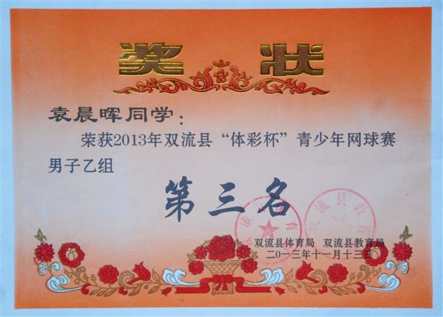 棠外附小参加2013年双流县“体彩杯”青少年网球赛获佳绩