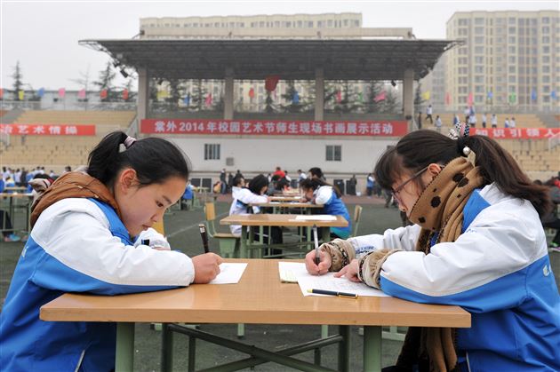 墨香·人生——棠外举办2014年校园艺术节师生书法比赛