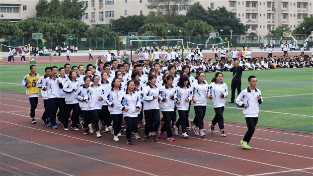 棠外高中部举行队列队形跑操比赛