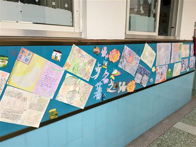 一草一木会说话，一墙一壁皆育人——记初二年级学生语文活动之文化墙评比