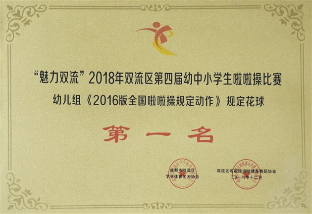 幼儿园荣获“魅力双流”2018年双流区第四届幼中小学啦啦操比赛团体冠军