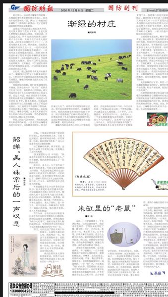 杨欣雨作品刊于《国防日报》