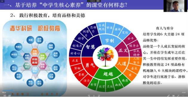 张泽刚老师线上分享培养中学生核心素养的课堂样态截屏