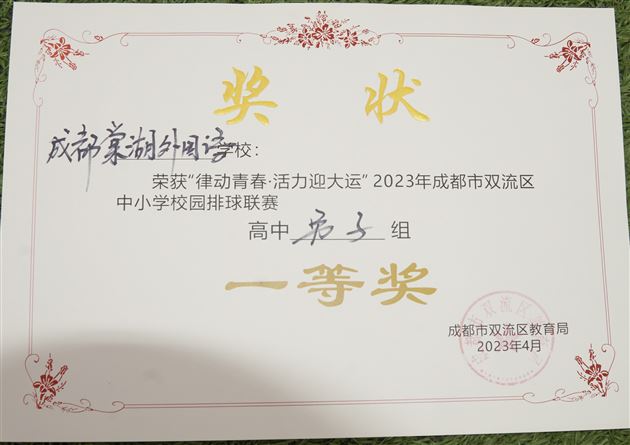 棠外高中男子排球队勇夺冠军