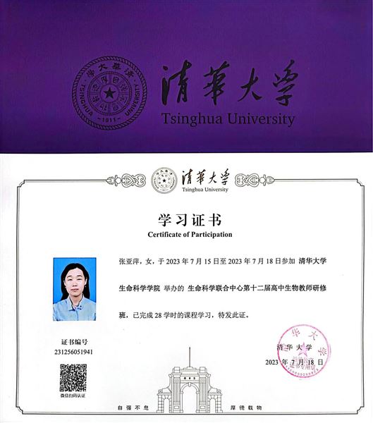 清华大学学习证书