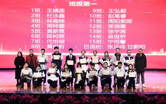 半期外语考试“班级第一”获奖同学