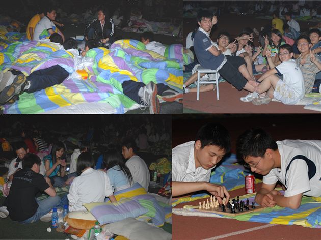 2008年5月12日地震后，学校疏散学生到运动场休息