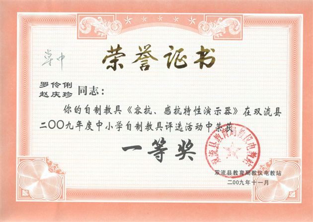 获奖证书（二）