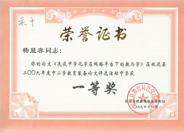 获奖证书（四）