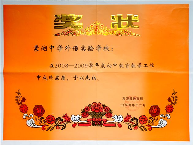 双流教育局奖状