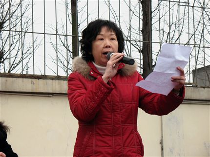 棠中举行2007至2008学年度下期开学典礼(三)：教师代表杨杰发言